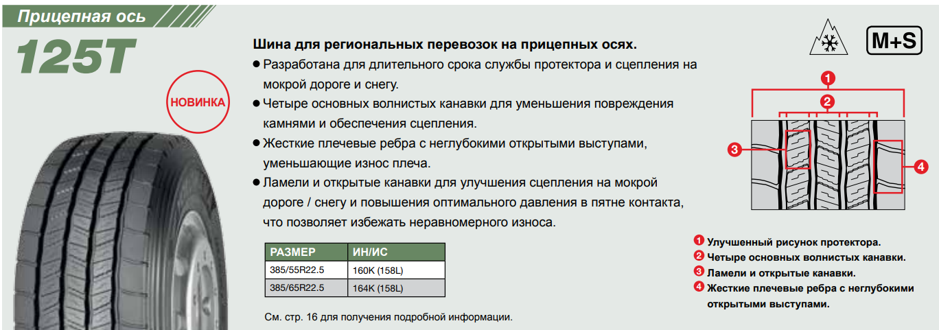 Грузовая шина Yokohama 125T 385/65 R22.5 164K, прицеп